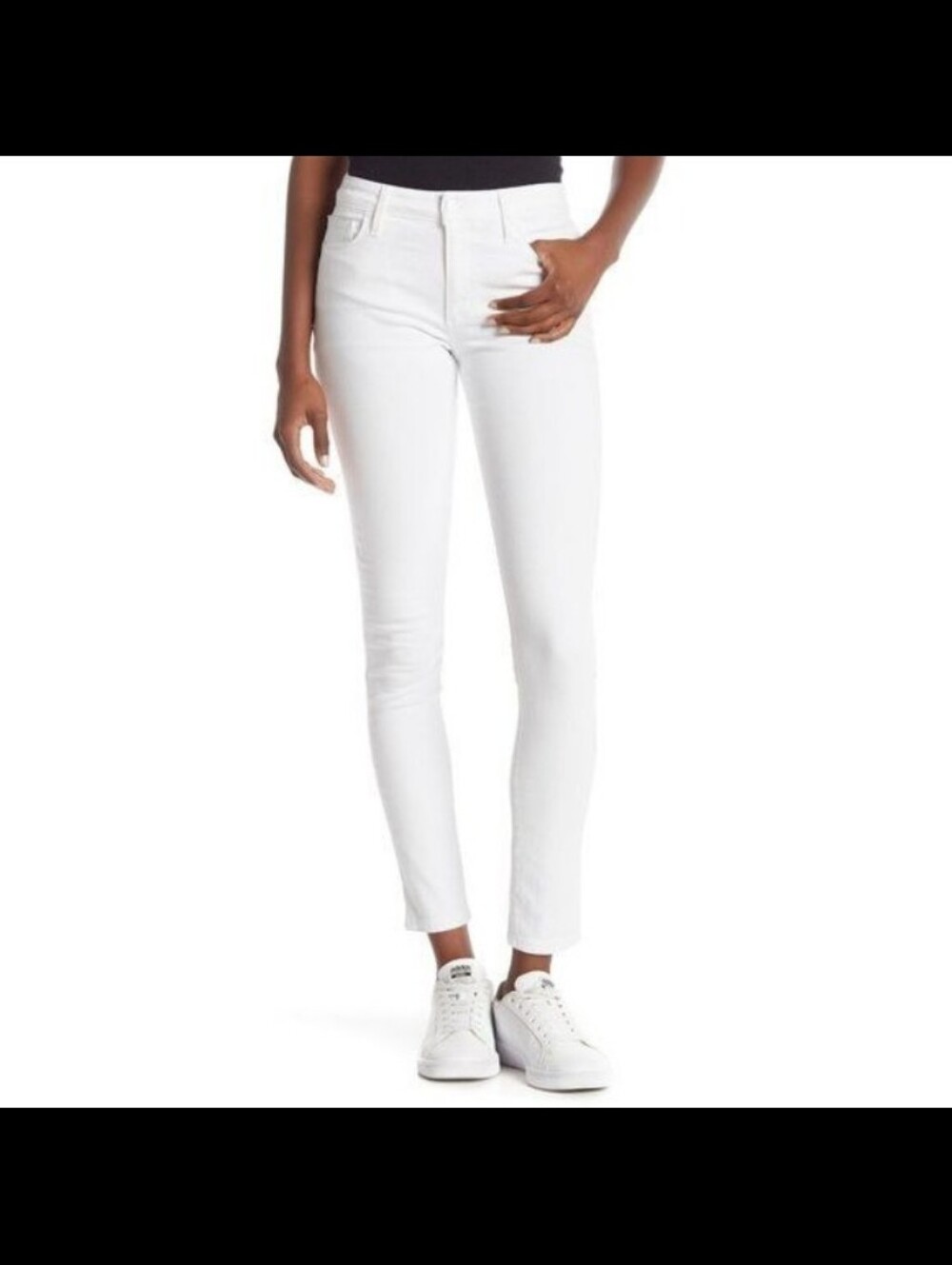Women's White Mid Rise Skinny Ankle Jeans
